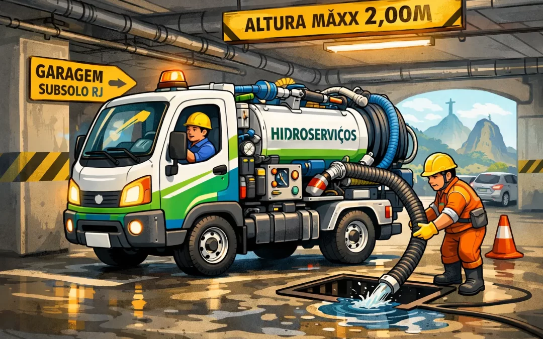 Caminhão compacto para acesso e limpeza de subsolos RJ.