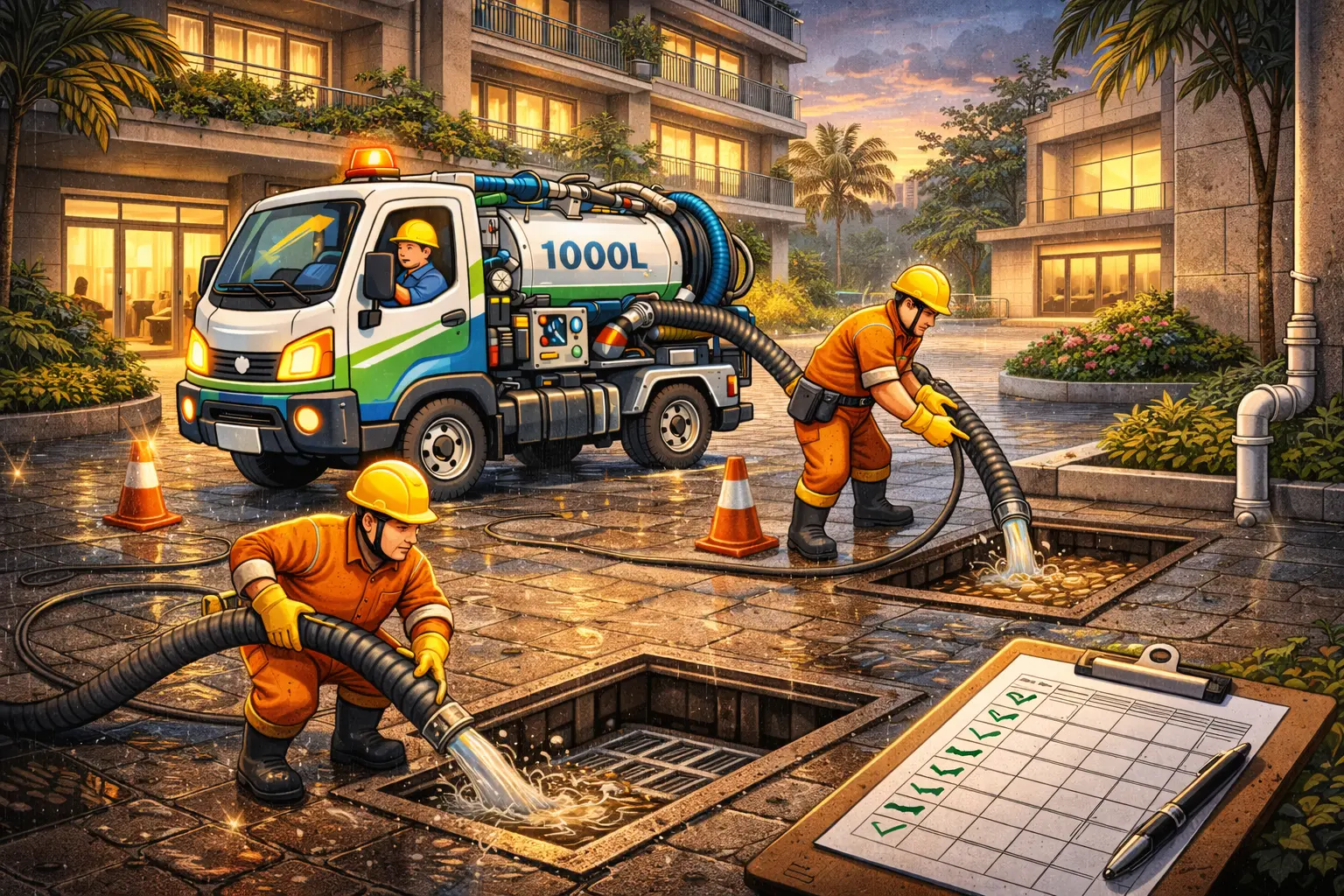 Plano de manutenção preventiva de desentupimento para condomínios com veículos pequenos RJ.