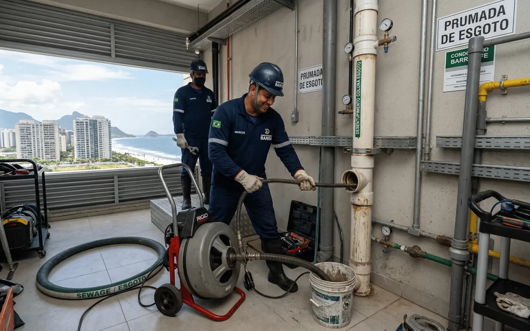 Desentupimento de coluna de esgoto em condomínios na Barra da Tijuca